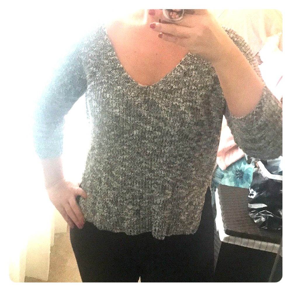 Express Black and White Sweater w- Crisscross Back